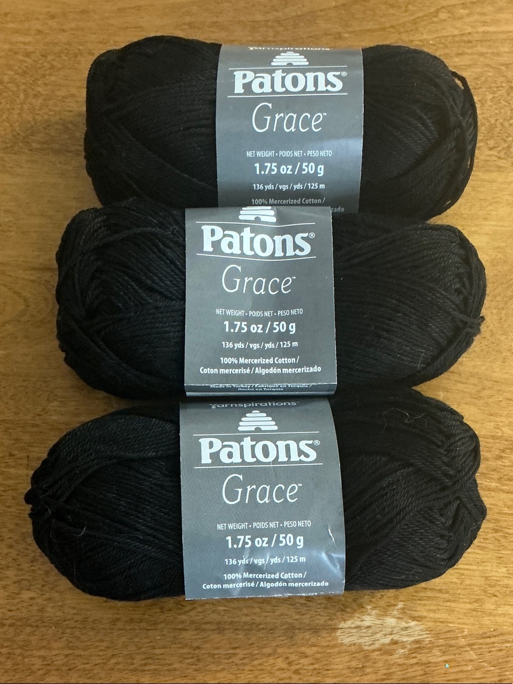 Patons Grace 100% Mercerized Cotton Yarn - Black